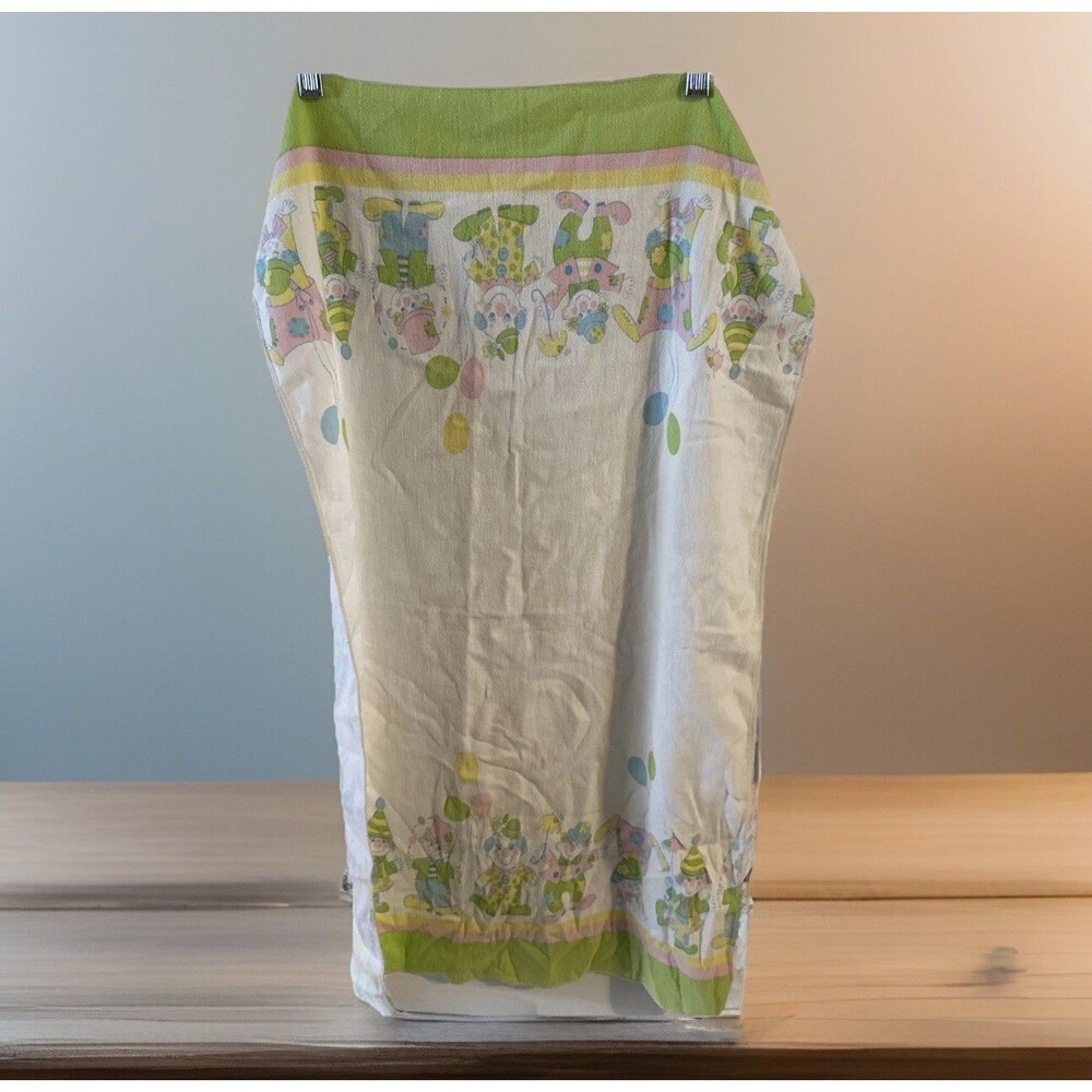 Vintage Pastel Clown Baby Blanket Unisex Balloon 22 x 34.5 Vintage Rare Thin